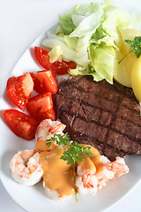 Image showing Surf and turf meal