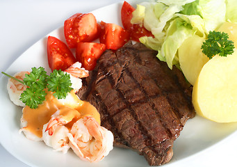 Image showing Surf and turf meal