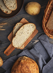 Image showing Rustic setup of freshly baked bread