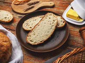 Image showing Freshly sliced piece of artisan bread