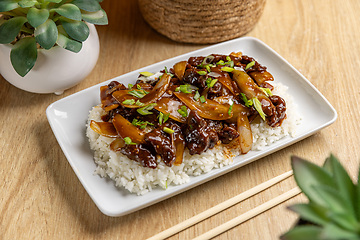 Image showing Savory mongolian beef dish