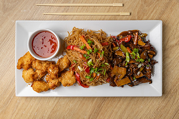 Image showing Asian cuisine combo plate