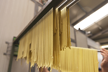 Image showing Tagliatelle pasta hanging to dry