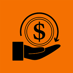 Image showing Cash Back Coin To Hand Icon