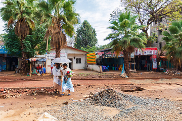 Image showing Ordinary Ethiopian woman on the street of Fenote Selam, Ethiopia