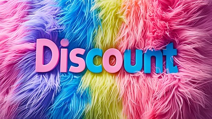 Image showing Colorful Fur Discount concept creative horizontal art poster.