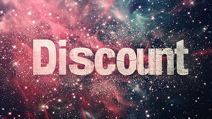 Image showing Cosmos Discount concept creative horizontal art poster.