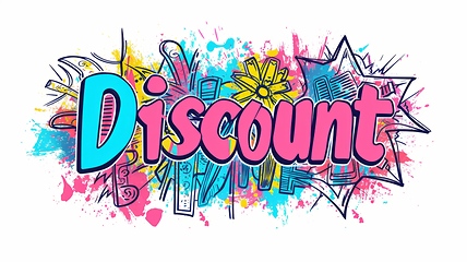 Image showing The word Discount created in Doodle Lettering.