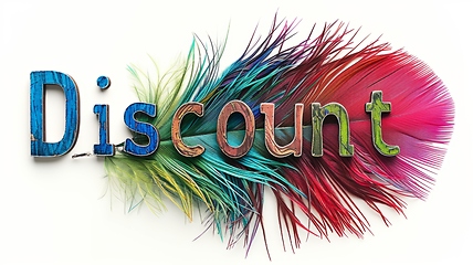 Image showing The word Discount created in Feather Letters.