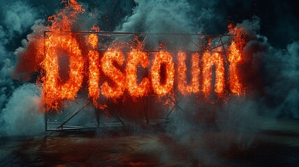 Image showing Fire Discount concept creative horizontal art poster.