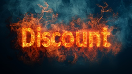 Image showing Fire Discount concept creative horizontal art poster.