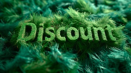 Image showing Green Fur Discount concept creative horizontal art poster.