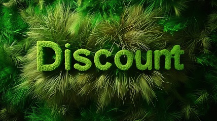 Image showing Green Fur Discount concept creative horizontal art poster.