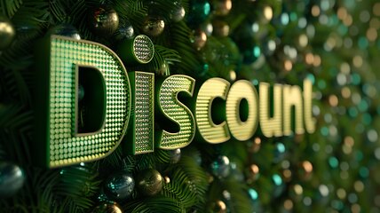 Image showing Green Glossy Surface Discount concept creative horizontal art poster.