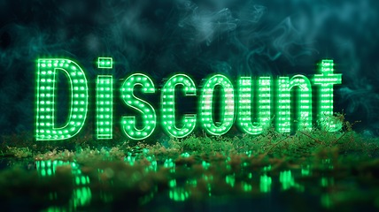 Image showing Green LED Discount concept creative horizontal art poster.