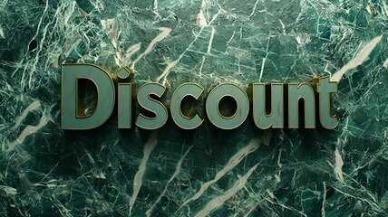 Image showing Green Marble Discount concept creative horizontal art poster.