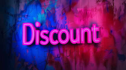 Image showing LED Discount concept creative horizontal art poster.