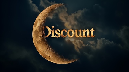 Image showing Moon Discount concept creative horizontal art poster.