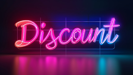 Image showing The word Discount created in Neon Lettering.