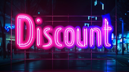 Image showing The word Discount created in Neon Lettering.