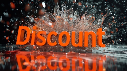 Image showing Orange Glass Discount concept creative horizontal art poster.