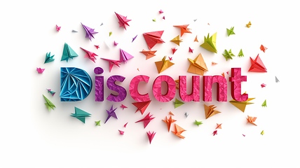 Image showing The word Discount created in Origami Lettering.