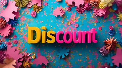 Image showing Paper Discount concept creative horizontal art poster.