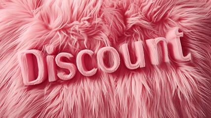 Image showing Pink Fur Discount concept creative horizontal art poster.