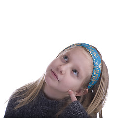 Image showing Girl Thinking Looking Up