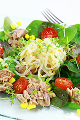 Image showing Green salad with tunny