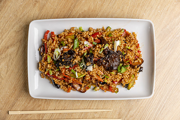 Image showing Fried rice with mixed vegetables