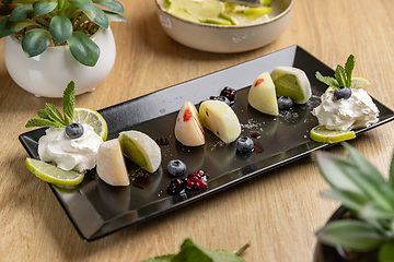 Image showing Gourmet Asian dessert platter