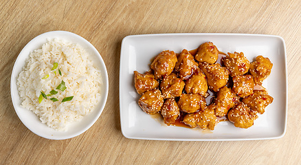Image showing Savory plate of sesame chicken