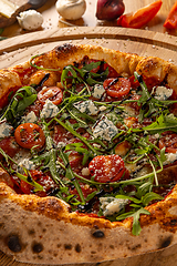 Image showing Gourmet pizza with blue cheese