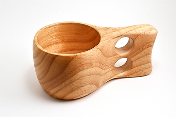 Image showing traditional finnish wooden kuksa cup on white background