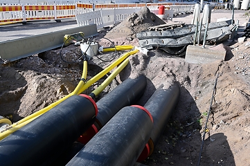 Image showing road repairs and pipe laying
