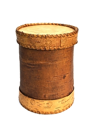 Image showing traditional Russian birch bark box on a white 