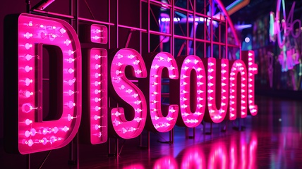 Image showing Pink LED Discount concept creative horizontal art poster.