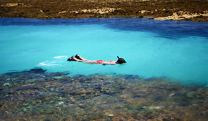 Image showing Swimming in crystalline clear waters in Maragogi,  Brazil