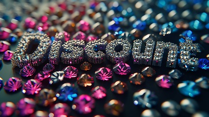 Image showing Rhinestones Discount concept creative horizontal art poster.