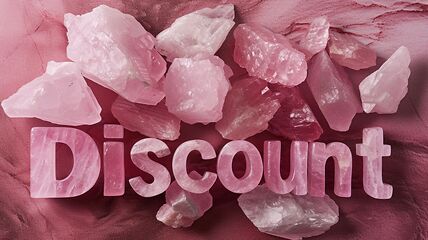 Image showing Rose Quartz Crystal Discount concept creative horizontal art poster.