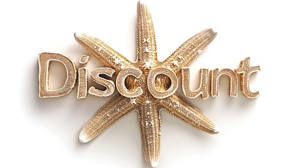 Image showing The word Discount created in Starfish Shell Letters.