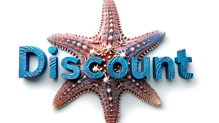 Image showing The word Discount created in Starfish Shell Letters.