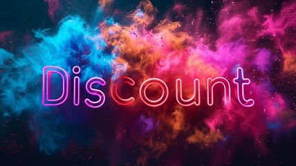 Image showing Universe Discount concept creative horizontal art poster.