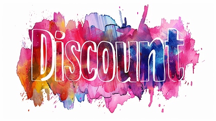 Image showing The word Discount created in Watercolor and Ink Collage.