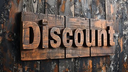 Image showing Wooden Rosewood Discount concept creative horizontal art poster.