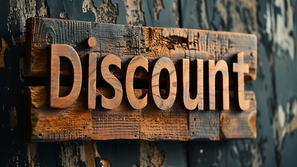 Image showing Wooden Teak Discount concept creative horizontal art poster.