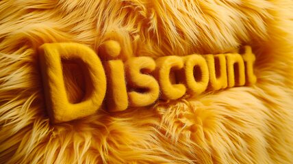 Image showing Yellow Fur Discount concept creative horizontal art poster.