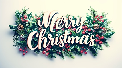 Image showing Words Merry Christmas created in 3D Calligraphy.