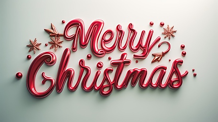 Image showing Words Merry Christmas created in 3D Calligraphy.